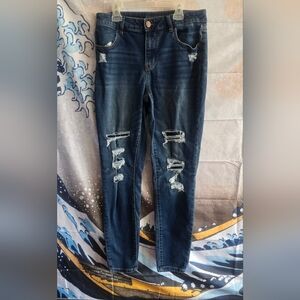 Distressed Blue Jeans